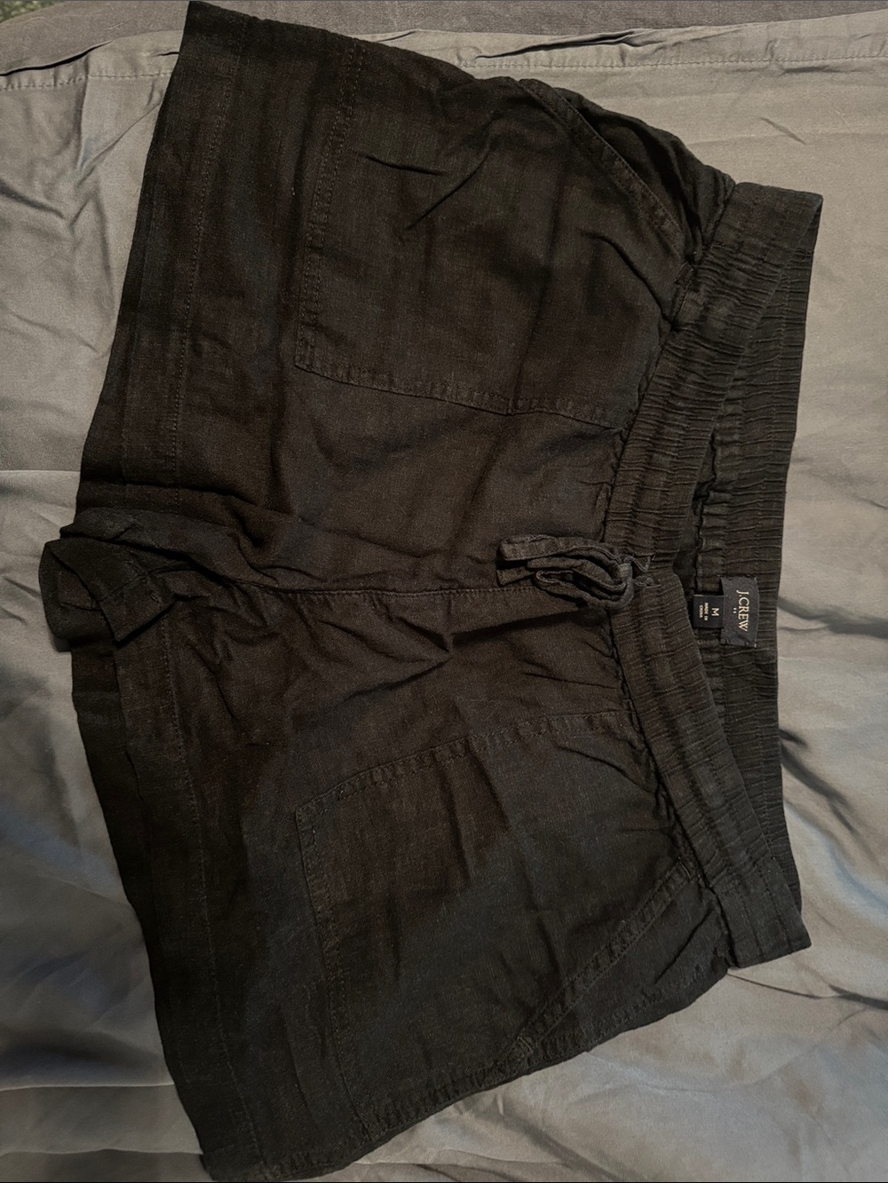 J. Crew Black Drawstring Linen-Blend Relaxed Shorts